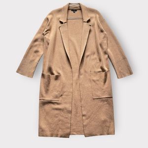 J Crew Ella Open Front Long Sweater Blazer XS Khaki Knit Jacket Coatigan Womens